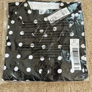 NWT New York NY & Company Black White Polka Dot Madison Shirt medium petite